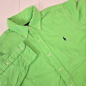 Ralph Lauren Men's Size MEDIUM Lime Green Corduroy Long Sleeve Button Down Shirt